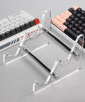 Two Tier Keyboard Display Stand In Clear White Acrylic For Two Mechanical Keyboards Storage And Display Shelf Easy Assembly