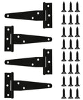 4 Inch T Strap Hinges Heavy Duty Outdoor Black Gate Hinges For Shed Doors Barn Doors Wooden Fences Fence Hardware 4 Pack