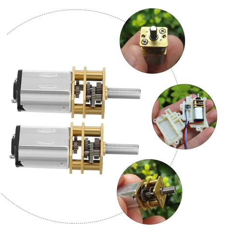 6 Pack Micro Metal Gear Motors With Mini Gear Reducer for tiny robots and drones, high torque, low RPM showcased in detail