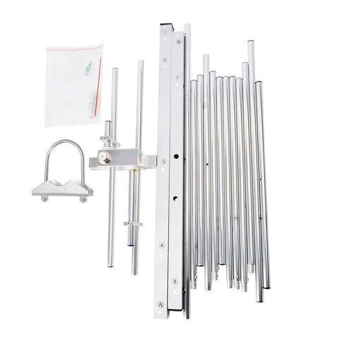 Beast Dual Band VHF UHF Yagi Antenna parts including element beams, U-bolt mount, and screws for installation.