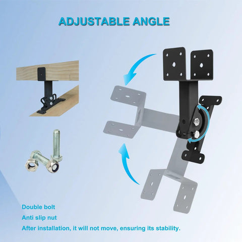 Three Piece Roof Riser Brackets Kit For Pergola And Gazebo Beefy Heavy Duty 3-1/2 Inch Saddle Mounts Black Powder Coated Stainless Steel Outdoor Wood Post Roof Brackets