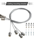 Infrared Heater Ceiling Mount Bracket With 1m Adjustable Steel Cable Hanging Kit Stainless Steel Silver Heavy Duty 4 Pack