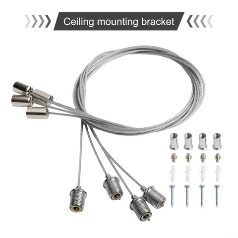 Infrared Heater Ceiling Mount Bracket With 1m Adjustable Steel Cable Hanging Kit Stainless Steel Silver Heavy Duty 4 Pack