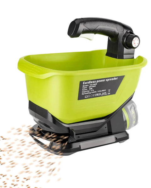 All Season Handheld Seed And Fertilizer Spreader For Lawns, 18V Battery Compatible, lightweight design dispensing seeds