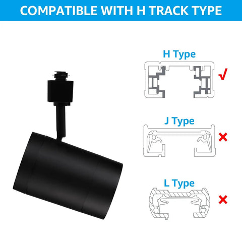 Check Out This Awesome Eight Pack of Dimmable LED H Track Lighting Heads Ideal for Retail Stores Shops and Cafes Offering 550 Lumens of Cool White Light High CRI Rating Matte Black Finish ETL Listed and Super Simple to Install and Adjust, H type compatibility shown