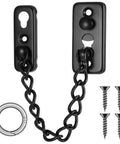 Heavy Duty Stainless Steel Door Chain Lock With Spring Loaded Push Button Latch And Thickened Chain Black Finish For Interior Front Doors Barn Gates Fence And Garage Use Includes 4 Screws