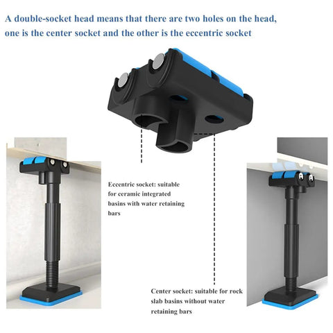Heavy Duty Furniture Lifters With Smooth Glide Rollers, Adjustable Height Brackets for cabinet setup with double-socket head.