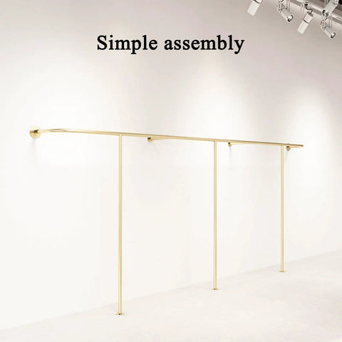 Top Tier Wall Mounted Garment Rack With Built In Shelves And Brushed Gold Finish Straight Ready For Any Boutique Or Master Closet Heavy Duty Metal Clothes Rail That Actually Holds Your Threads