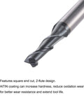 Square Nose End Mill For CNC Router Bits, 3Mm Cutting Diameter, Solid Carbide, AlTiN Coated, 2 Flute Spiral Milling Cutter