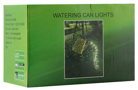 Box of Solar Watering Can Lights Outdoor Garden Decor Large Waterproof Cascading LED Hanging Lights With Copper Wire Accent