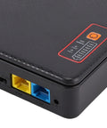 Never Sweat Another Power Outage Again As This Heavy Duty Uninterruptible Power Supply For Routers And Modems Packs A Massive 12000 Mah Backup Battery To Keep Your Network Alive All Night Long detail of ports and power indicator.