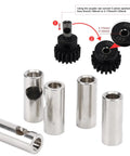 Amazon Lybunair RC gear adapter sleeves set; silver aluminum tubes, 3.175mm to 5mm bore, fits 3650/550/540 motors