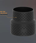 Essential 5 In To 4 In Hose Reducer Adapter, durable ABS construction with anti-slip threading for easy installation.