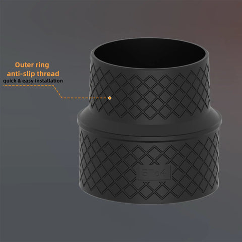 Essential 5 In To 4 In Hose Reducer Adapter, durable ABS construction with anti-slip threading for easy installation.