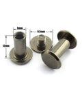 Pack Of 50 Black Chicago Screws Phillips Drive Binding Bolts Copper Plated Steel Rivets For Leather Crafting And Bookbinding showing dimensions.