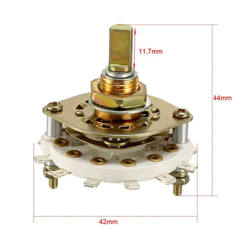 Three Pole Three Position Rotary Switch With One Deck Band Channel Selector And Black Knob 12 Pin Mounting Nut Included