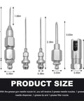 5 Piece Grease Gun Needle Nozzle Kit With Steel Tips For Precise Lubrication, Hardened Fittings, Anti Leak Injector Kit