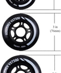 Rock Solid Inline Skate Wheels 76mm 24mm high density urethane replacement view showing size comparison with other wheels