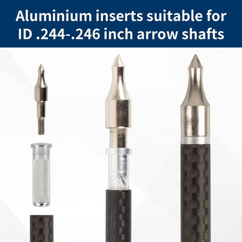 Aluminum.244 Arrow Inserts For Carbon Arrows 6.2mm Screw In 100 Grain Field Points Tips Archery Gear Built Tough Bow Hunting Accessories Rust Resistant Durable 24 Pack For Bowhunting And Target Shooting