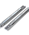 Heavy Duty Soft Close Drawer Slides With Telescoping Rails Metal Drawer Runners Built For Tough Cabinets Smooth Quiet Damping Buffer Track For 16 Inch Drawers, 16-inch stainless steel slides angled view.