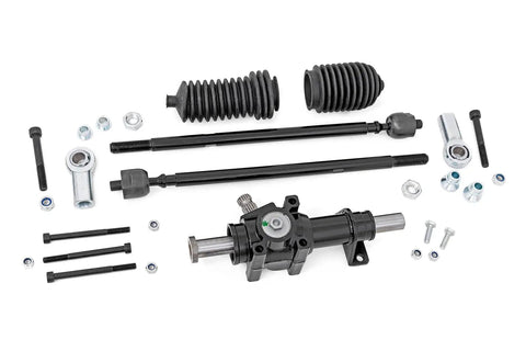 Beefed Up Heavy Duty Rack and Pinion For Polaris Ranger XP 900 And 1000 93115 Upgrade With 22mm Knuckle Shaft 18.8mm Spline 3.33 Turns 5/8-18 Threads Limited Lifetime Replacement Warranty parts layout