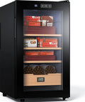 48L Electric Cigar Humidor Cabinet With Cooling And Heating Temperature Control, Holds 300 Cigars, Spanish Cedar Shelves, Front View