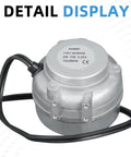 Fridge Condenser Fan Motor Replacement 120V 2W 0.28A 50 60 Hz Compatible With Admiral Amana Crosley Estate Inglis Jenn Air Kenmore Whirlpool Appliances For Easy DIY Repair showing aluminum housing and cable.
