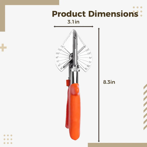 Pro Grade Multi Angle Miter Shear Cutter With 8.3 Inch Blade, Adjustable 45 to 135 Degrees, Tough Manganese Steel, Orange Handle