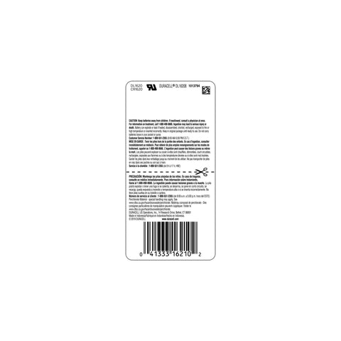 Back of packaging for CR1620 3V Lithium Coin Battery Delivers Solid Reliable Juice To Keep Your Everyday Gadgets Watches And Key Fobs Running Sweet Without Any Fuss.