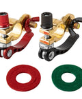 2 Pack Battery Terminal Connectors M8 X 25mm Bolt Quick Release Brass Cable Terminals Clamp Post Connectors With Anti Corrosion Pad For Car Truck Boat, red and black clamps with matching gaskets
