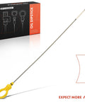 Engine Oil Dipstick Measuring Rod For 5.0L And 5.7L Chevy GMC And Cadillac Vehicles next to packaging