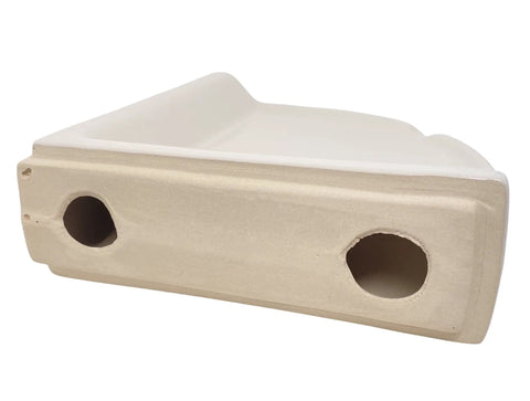 Bottom view of Bone Almond Glazed Ceramic Corner Shower Shelf, Large Size Bathroom Organizer, tile install required.