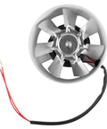 Pro Level 100mm Inline Duct Fan Whispers Silently While Pulling Smoke Directly Out From Kitchen Or Shop Grease Fume Ventilation Unit showing seven blades and wiring.
