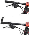 Aluminum 50mm Bicycle Handlebar Extender for Longer Reach And A Comfortable Grip, shown on mountain bike, easy to install.