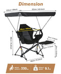 Portable Folding Hammock Camping Chair With Canopy And Footrest dimensions, features adjustable shade and cup holder, 2 pack