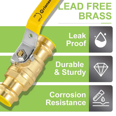 Close-up of 10 Pack 3/4-Inch Press X Press Propress Ball Valve with lead-free brass, showcasing leak proof and corrosion resistance features.
