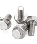 5/16-18 X 3/4 Flange Hex Head Bolts Stainless Steel 304 fully threaded, showing four heavy-duty bolts with hex heads.