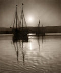 Holy Land Dead Sea Sunrise Over Sailboats Poster Print With Mount Nebo In The Background Totally Iconic Vintage 1920 Photograph Reproduction