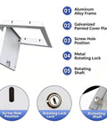 Aluminum Alloy Press To Open Drywall Access Panel Invisible Hidden Wall Cover showing frame, cover plate, and lock features.