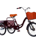 Adult Three Wheel Tricycle With Pedals Cargo Trike with Back Cabin, front basket, rear brakes, hydraulic front fork, spoke tires.