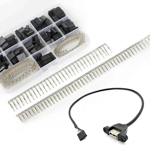 Dupont Connector Kit 2.54mm Pitch Single Row Male Headers With Crimp Pins for 3D printer and FPV jumper wires, 620-piece set.