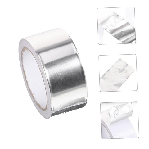 Leak Stop Tape For Water And Roof Leaks High Temperature Resistant Sealant Tape, silver 2-inch wide roll with close-up details