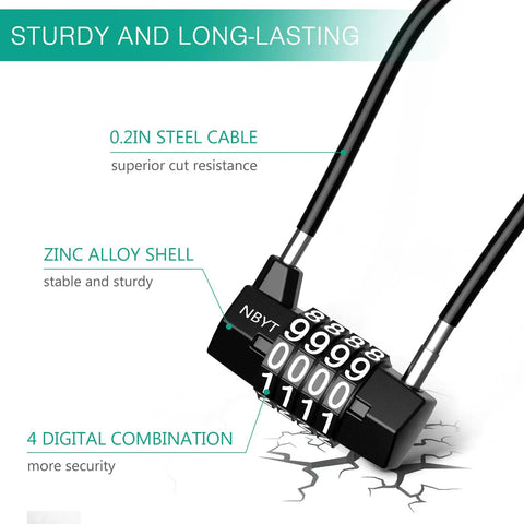 Tough As Nails Heavy Duty Long Shackle Padlock With 4 Digit Resettable Combination And Steel Cable Weatherproof And Cut Resistant Lock