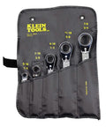 Reversible Ratcheting Box Wrench Set, 5 Piece, Made in USA, Black, Offset 25 Degree Ends, in roll-up pouch