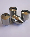 Set of four 3/8-inch bullet-coned steel inserts for waterjet cutting machines.