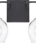 Tanner Urban Industrial Clear Glass Bathroom Vanity Wall Light Two Light Matte Black Finish 10 Inch High By 15 Inch Wide G25 Incandescent Compatible With E26 Socket 200 Total Watts Modern Bath Fixture With Urban Industrial Vibe