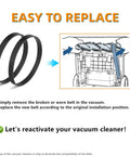 Replacement Vacuum Belts for Bissell CleanView Swivel Rewind Pet Reach Upright Models 3195 3196 3197 3197A 3198 3198A Pack of 2 Elastic Rubber Belts Built for Durability Easy Fit Strong Suction Long Lasting Performance. Easy-to-replace belts shown with vacuum installation guide.