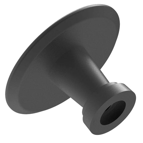 Flat Black Cabinet Knobs Set 30 Pack, side view of round kitchen drawer pull with sunburst pattern and durable wood base.
