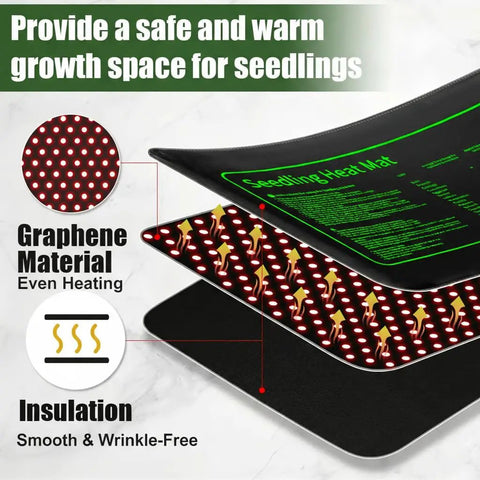 4 Pack Graphene Seedling Heat Mats For Plants Waterproof Heating Pads For Seeds Germination And Microgreen Trays Thick And Reusable 20W Fits 1020 Trays