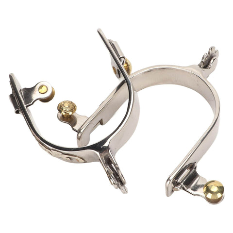 Rugged Stainless Steel Western Horse Spurs With Rotatable Gear Carved Equestrian Style For Men And Women Dope Boot Spurs For Training And Trail Riding Today